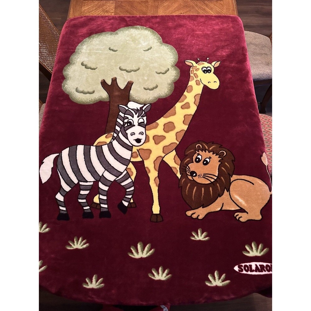 Solaron Throw Blanket  Zoo Animals Thick Polyester Mink Plush Heavy 110x140cm